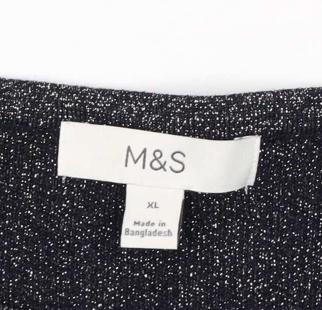 Marks and Spencer Women’s Black Glitter Knit Long Sleeve Top XL