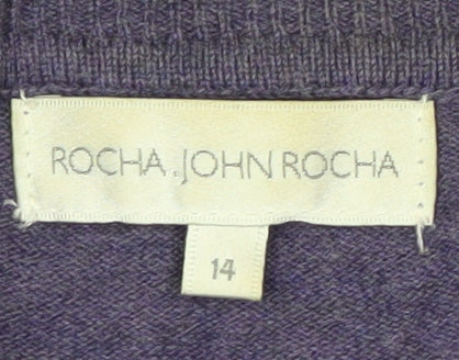 RJR.John Rocha Women Purple Cotton 3/4 Sleeve Cardigan Size 14