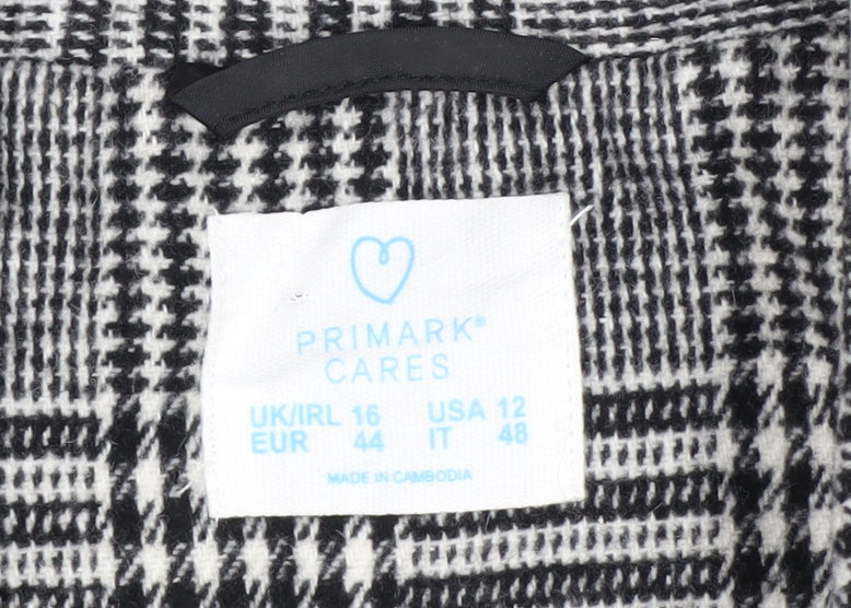 Primark Women’s Grey Checked Blazer Jacket Size 16 Regular Fit