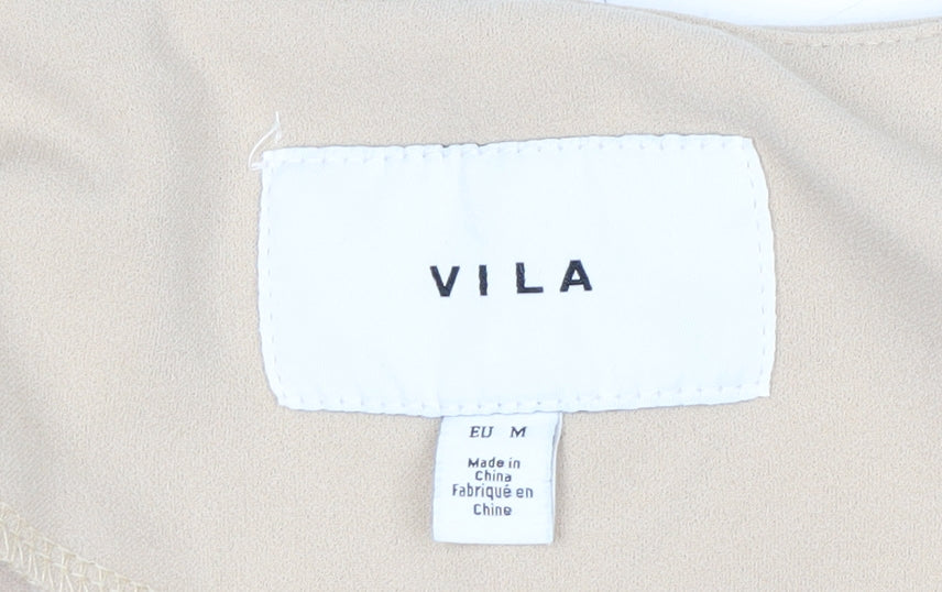 Vila Women Beige Sleeveless Double-Breasted Waistcoat Size 12
