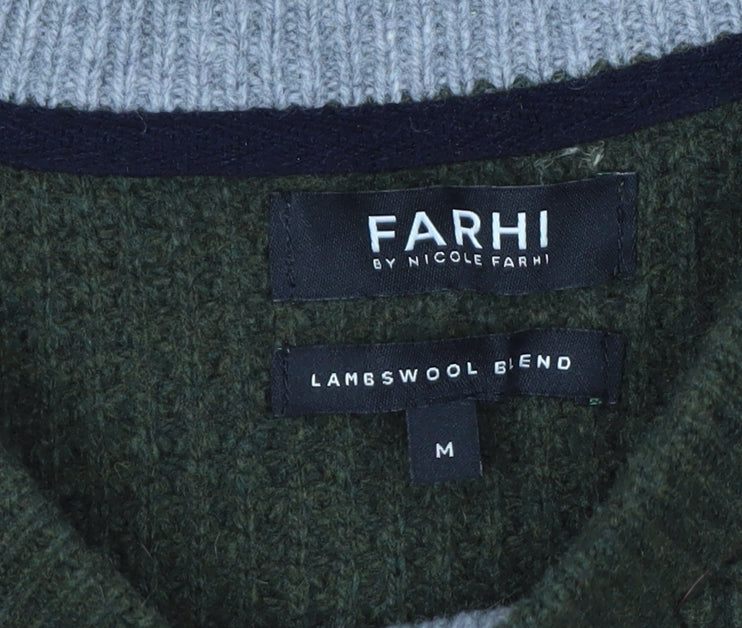 FARHI by Nicole Farhi Men's Green Wool Blend Waffle Knit Jumper M