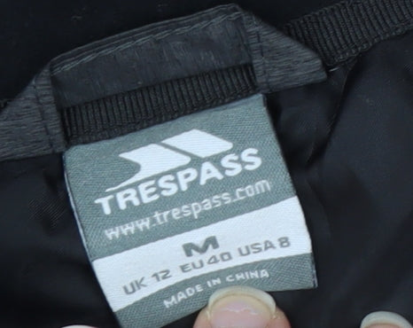 Trespass Women Black Grey Quilted Hooded Full Zip Jacket UK 12