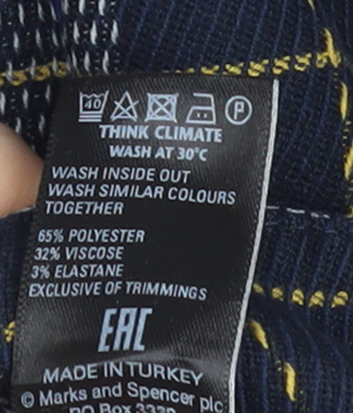 Marks & Spencer Women Blue Plaid Trousers Size 10 Straight Leg