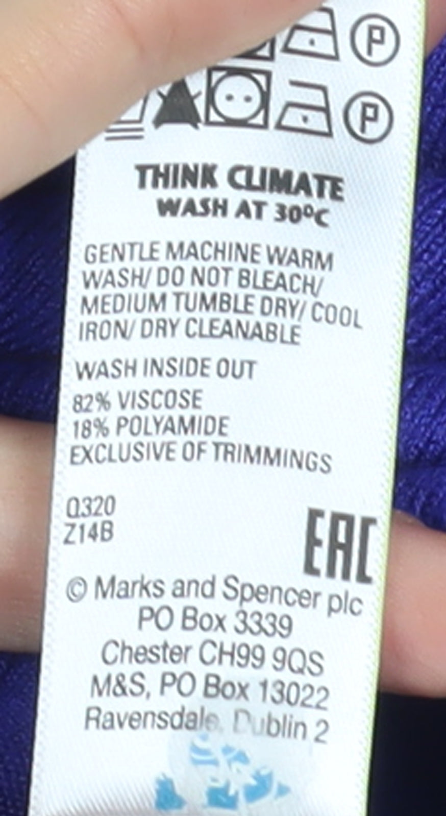 Marks and Spencer Women’s Blue Roll Neck Viscose Jumper Size 12