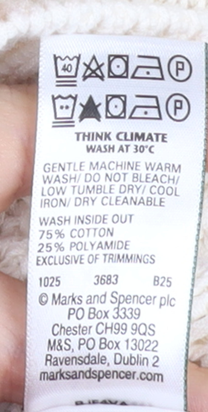 Marks & Spencer Women's Ivory Cable-Knit Cotton Jumper Size M