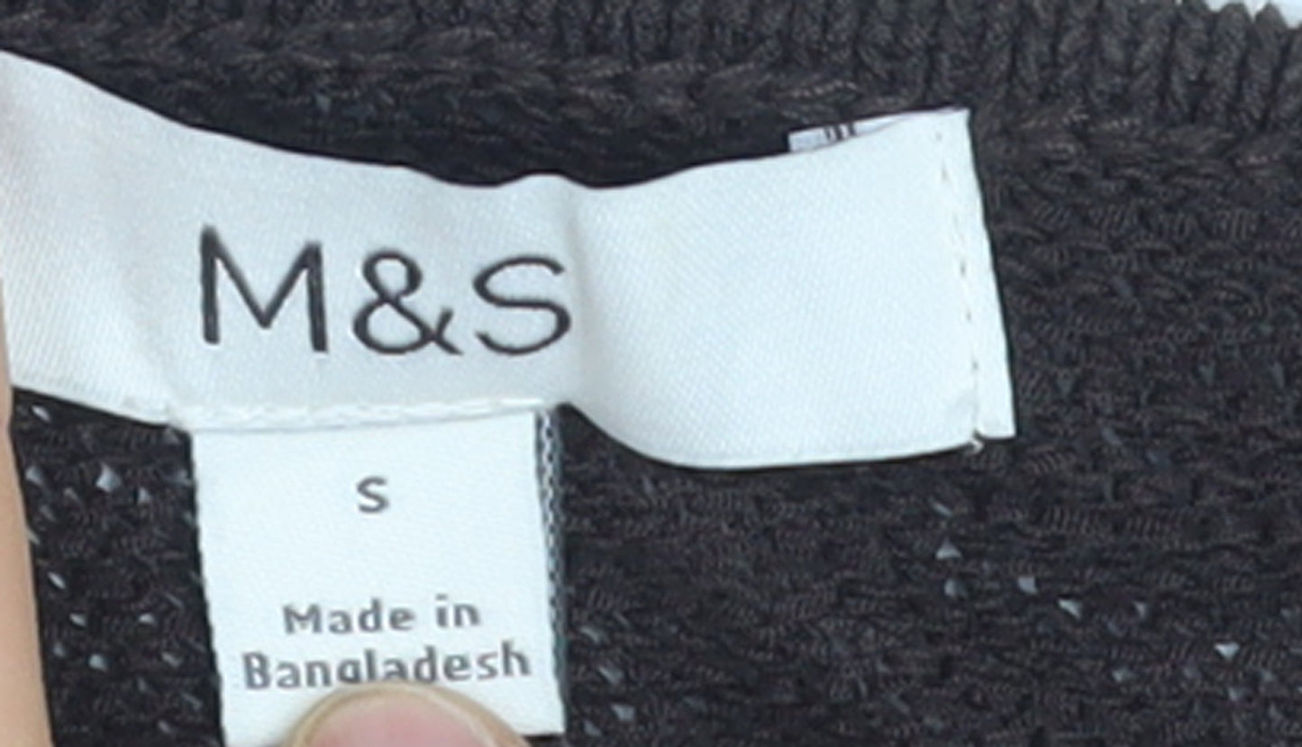 Marks and Spencer Women Brown Knit Cardigan Size S Crew Neck