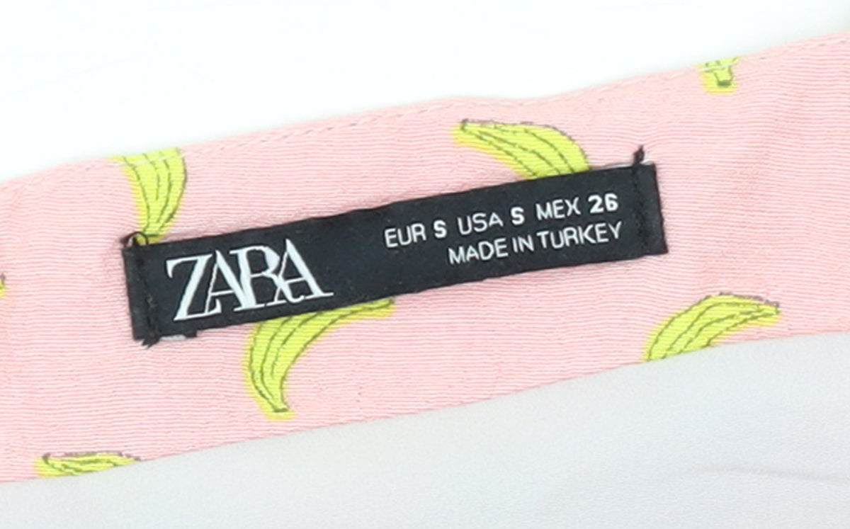 Zara Women's Pink Banana Print Cotton Playsuit Size S