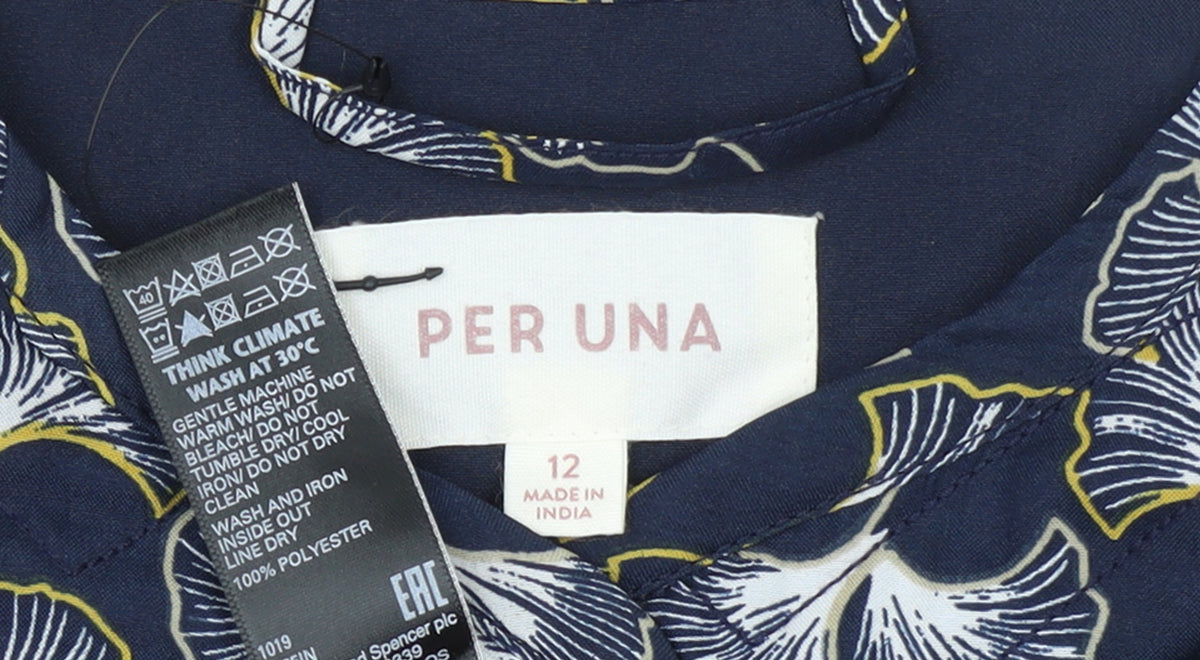 Marks & Spencer Per Una Women's Blue Floral Jacket Size 12