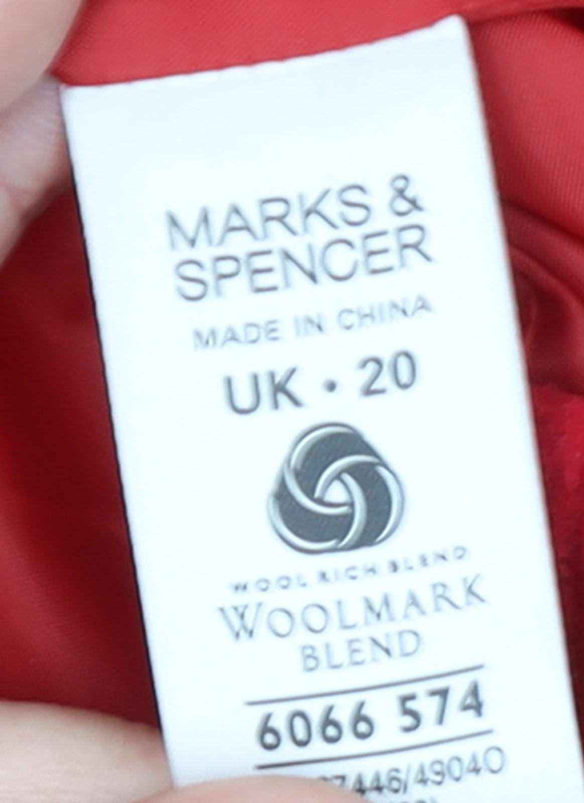 Marks and Spencer Women's Red Wool Blend Overcoat UK 20