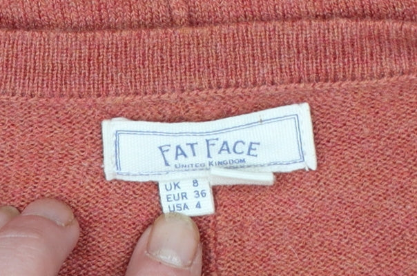 FatFace Women’s Orange V-Neck Button Cardigan Size 8