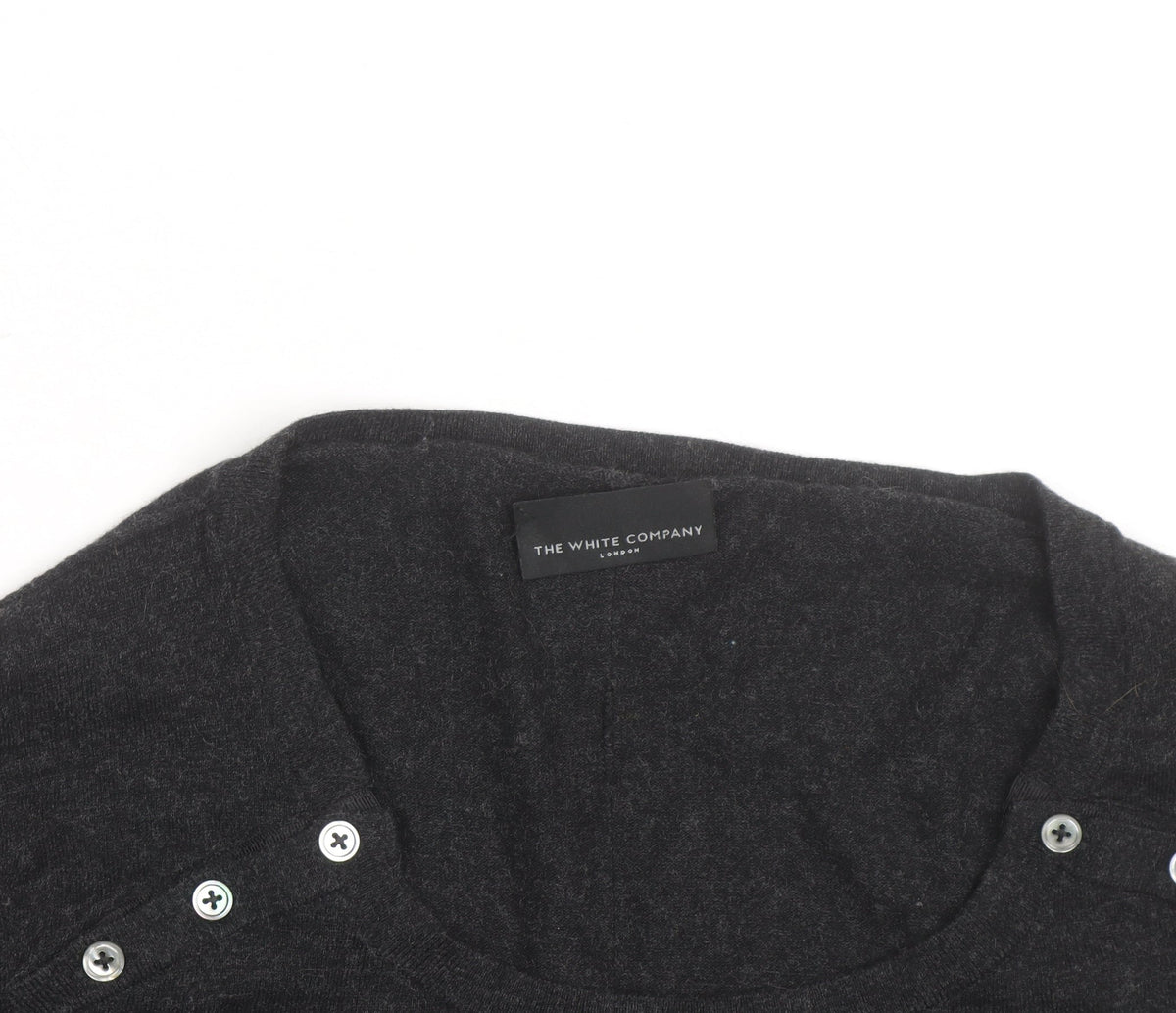 The White Company Women’s Black Wool Button Shoulder Jumper Size L