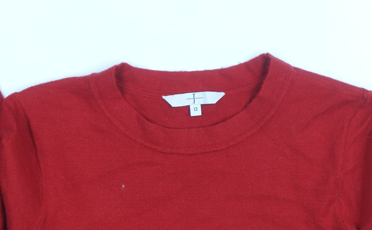 Jasper Conran Women's Red Cashmere Crew Neck Jumper Size 12