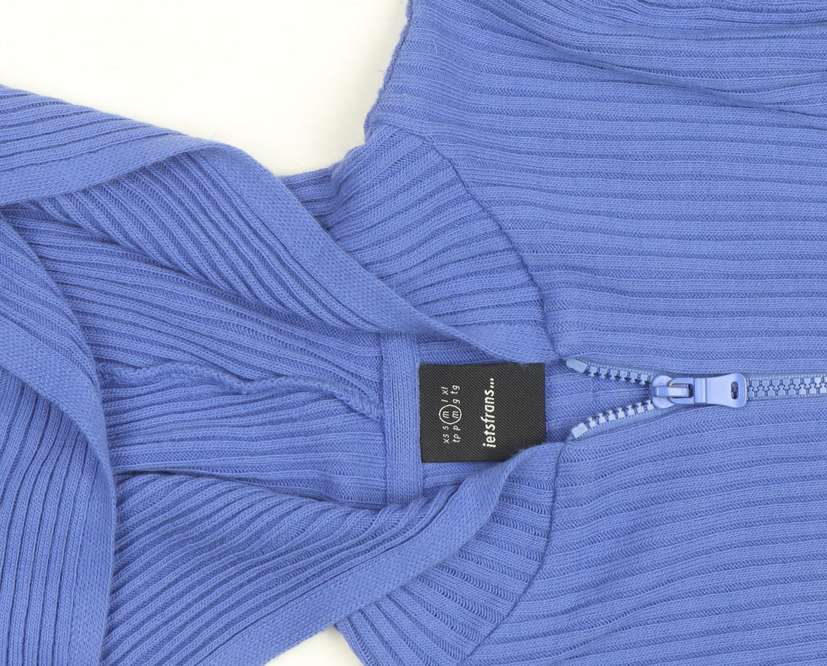 Additional view of Iets Frans Women’s Blue Full Zip Ribbed Hoodie, size M