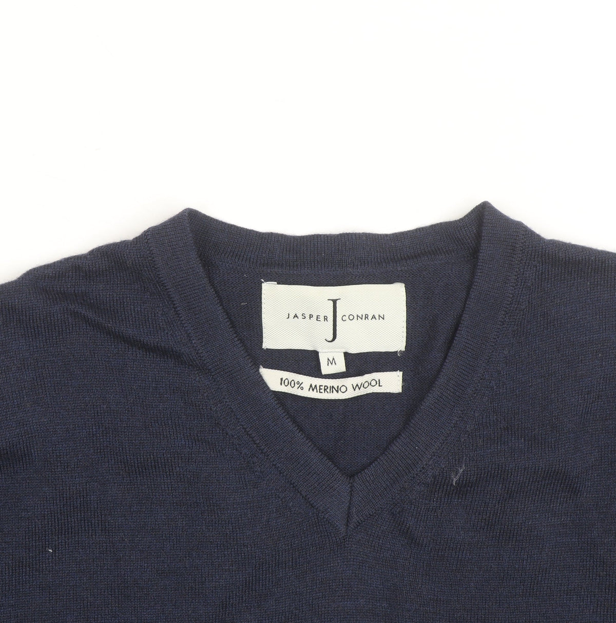 Jasper Conran Men's Blue Merino Wool V-Neck Jumper M