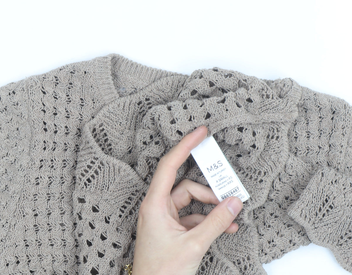 Marks & Spencer Women’s Beige XS Open-Knit Cotton Jumper