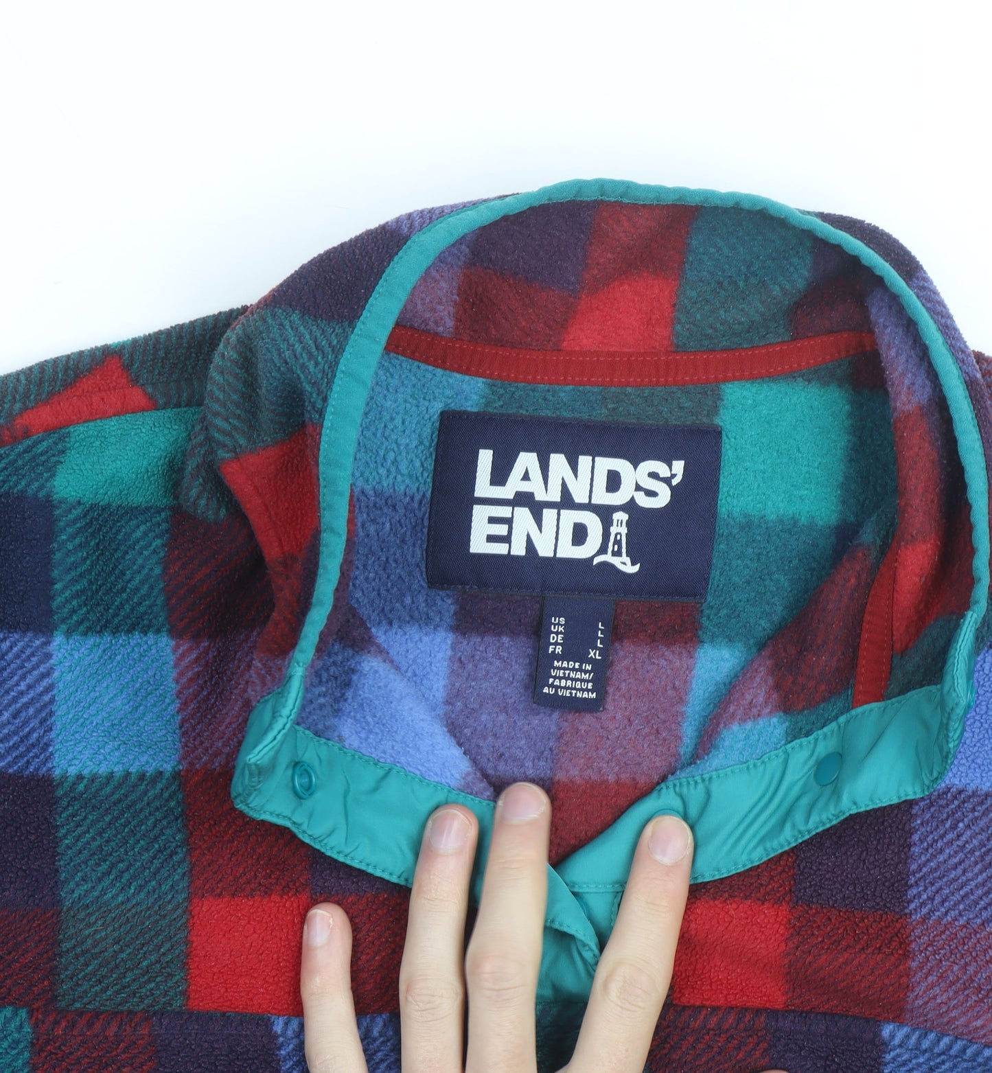 Lands' End Men's Multicoloured Fleece Henley Sweatshirt Size L