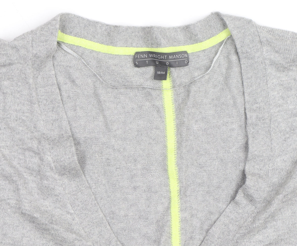 Fenn Wright Manson Grey V-Neck Button Cardigan Women’s Size 18