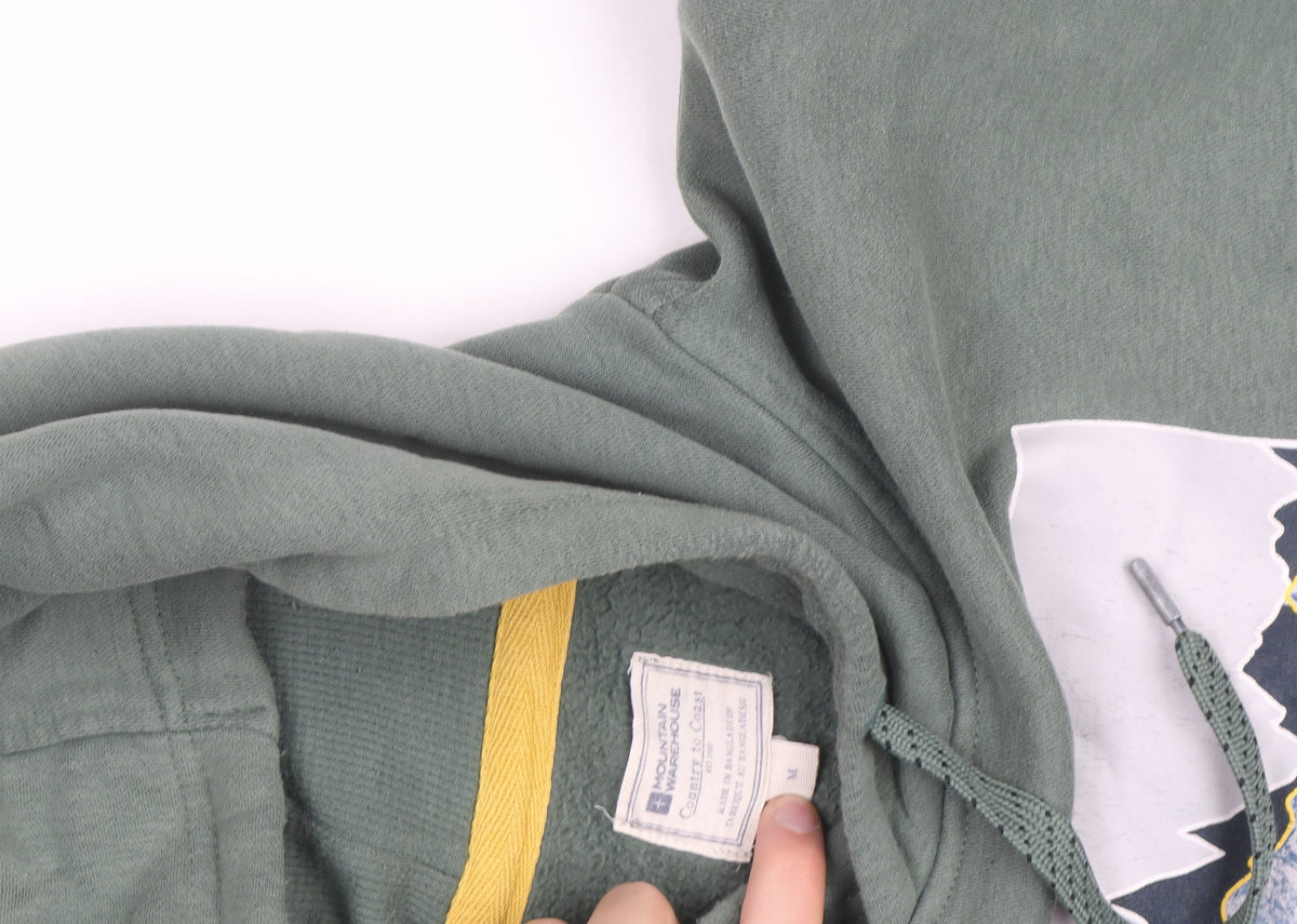 Mountain Warehouse Men's Green Hoodie M Pullover Graphic Print Cotton Blend