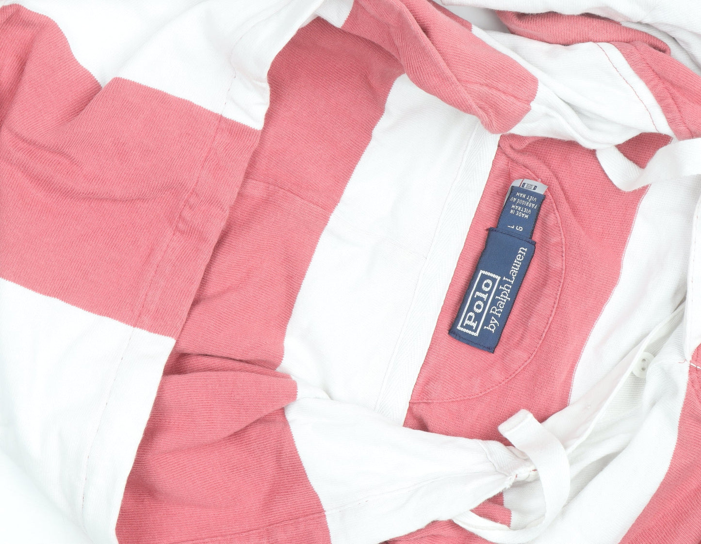 Polo Ralph Lauren Men's Pink & White Striped Pullover Hoodie Size L