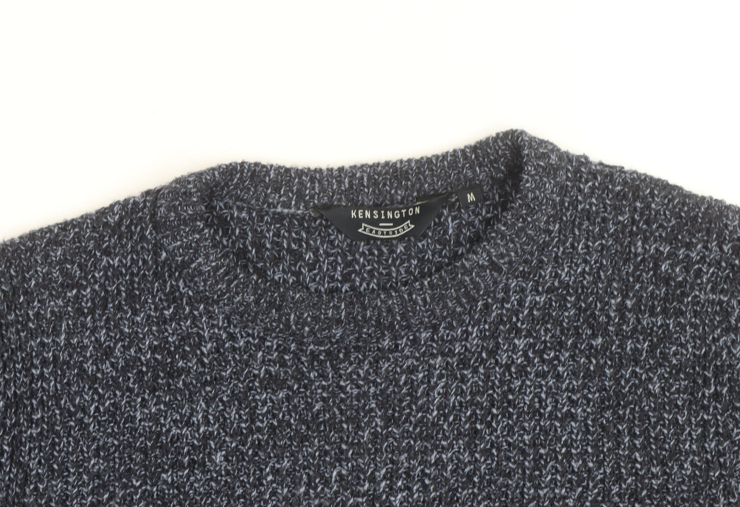 Kensington Eastside Men's Blue Chunky Knit Crew Neck Jumper Size M