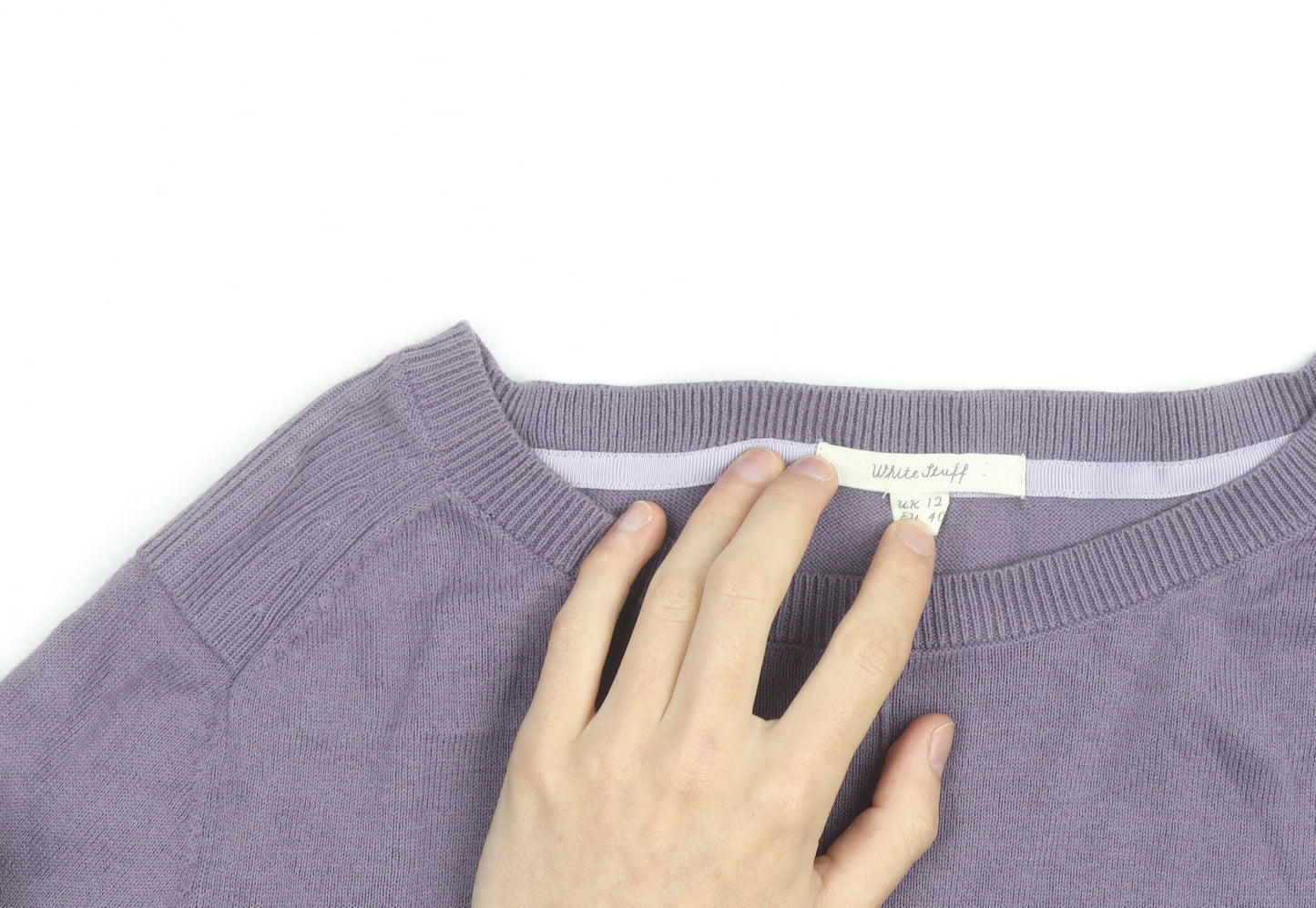 White Stuff Women's Purple Cotton Crew Neck Jumper UK 12