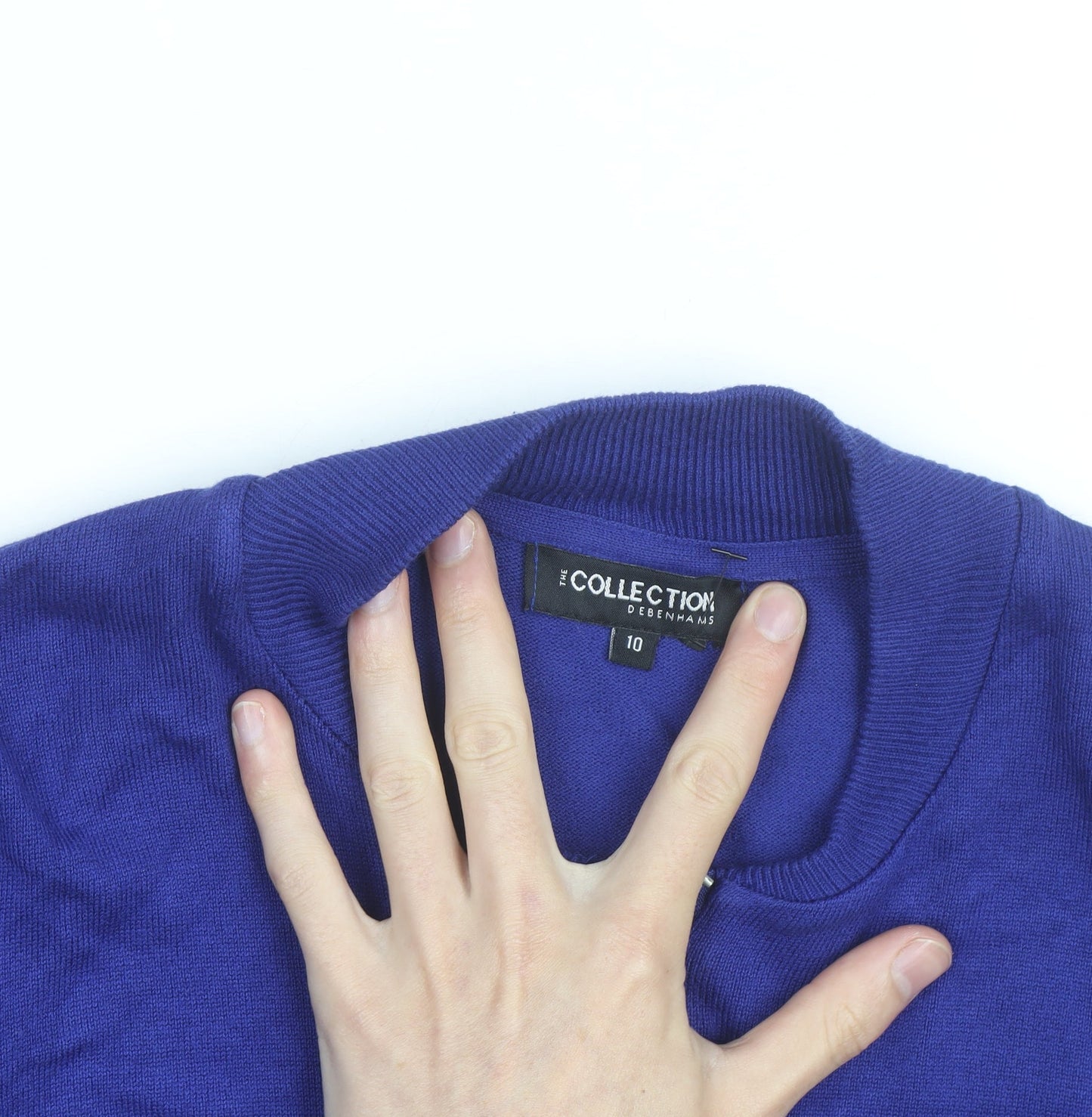 Debenhams Women Blue Full Zip Knit Jumper Size 10