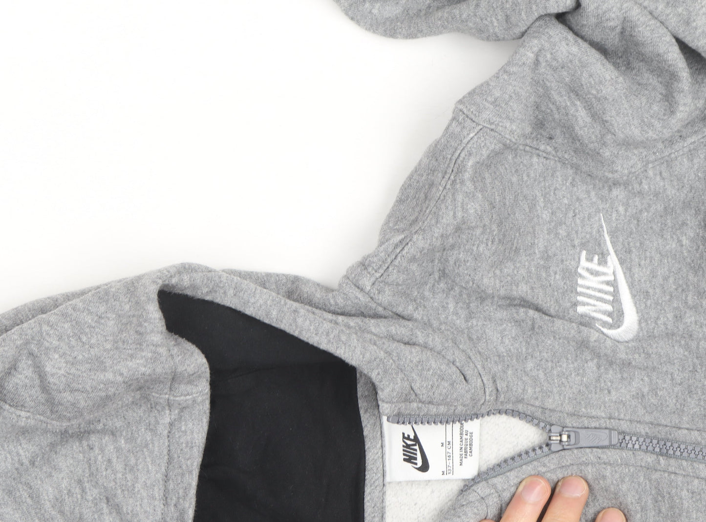 Nike Boys Grey Full Zip Hoodie - Size M, Cotton Blend, Sportswear