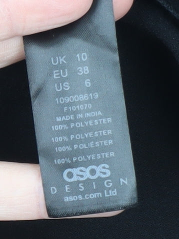 Brand and care label for ASOS Design Women Black Longline Blazer Jacket UK 10 Polyester