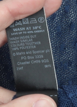 Marks & Spencer Women Blue Sheer Long Sleeve Collared Blouse Size 10