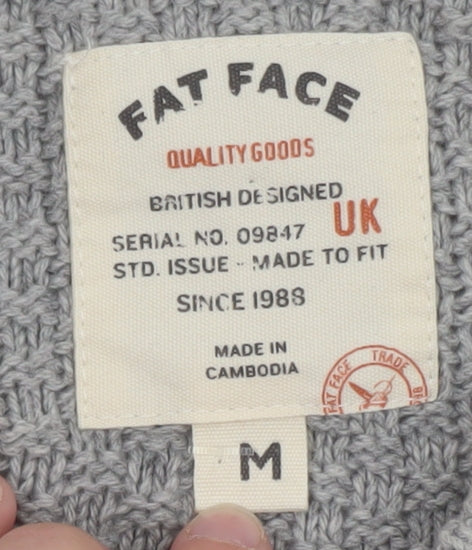 FatFace Men's Grey Waffle Knit Cotton Wool Pullover Jumper Size M