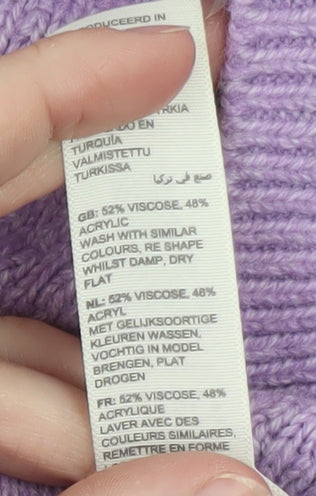 FatFace Women Purple Knit Jumper UK 14 Crew Neck Long Sleeve