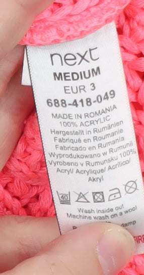 Next Women's Pink V-Neck Short Sleeve Acrylic Knit Jumper Size M