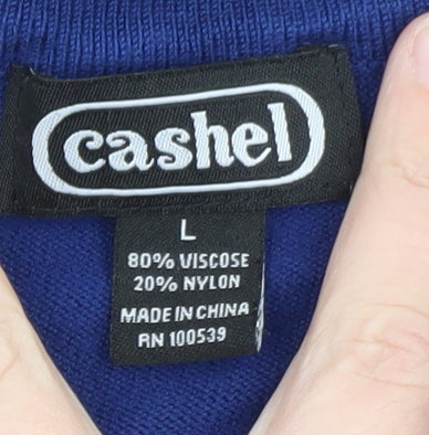 Cashel Women's Blue Knit Jumper Dress L with Buckle Detail