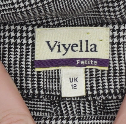 Viyella Petite Women's Grey Check Wool Blend Trousers UK 12