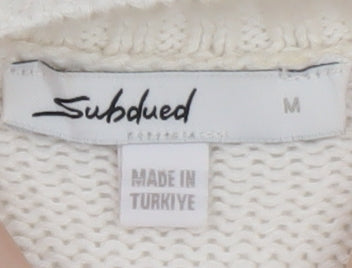 Subdued Women White Crew Neck Star Patriotic Cotton Blend Jumper M