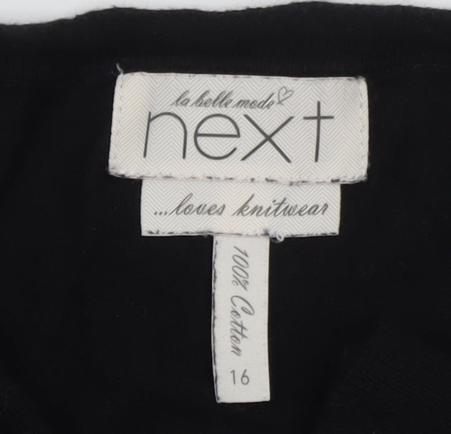 Next Women Black Houndstooth Ruffle Hem Jumper Dress Size 16