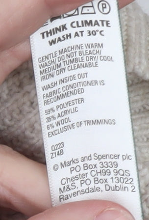 Marks and Spencer Women Ivory Crew Neck Knit Jumper Medium