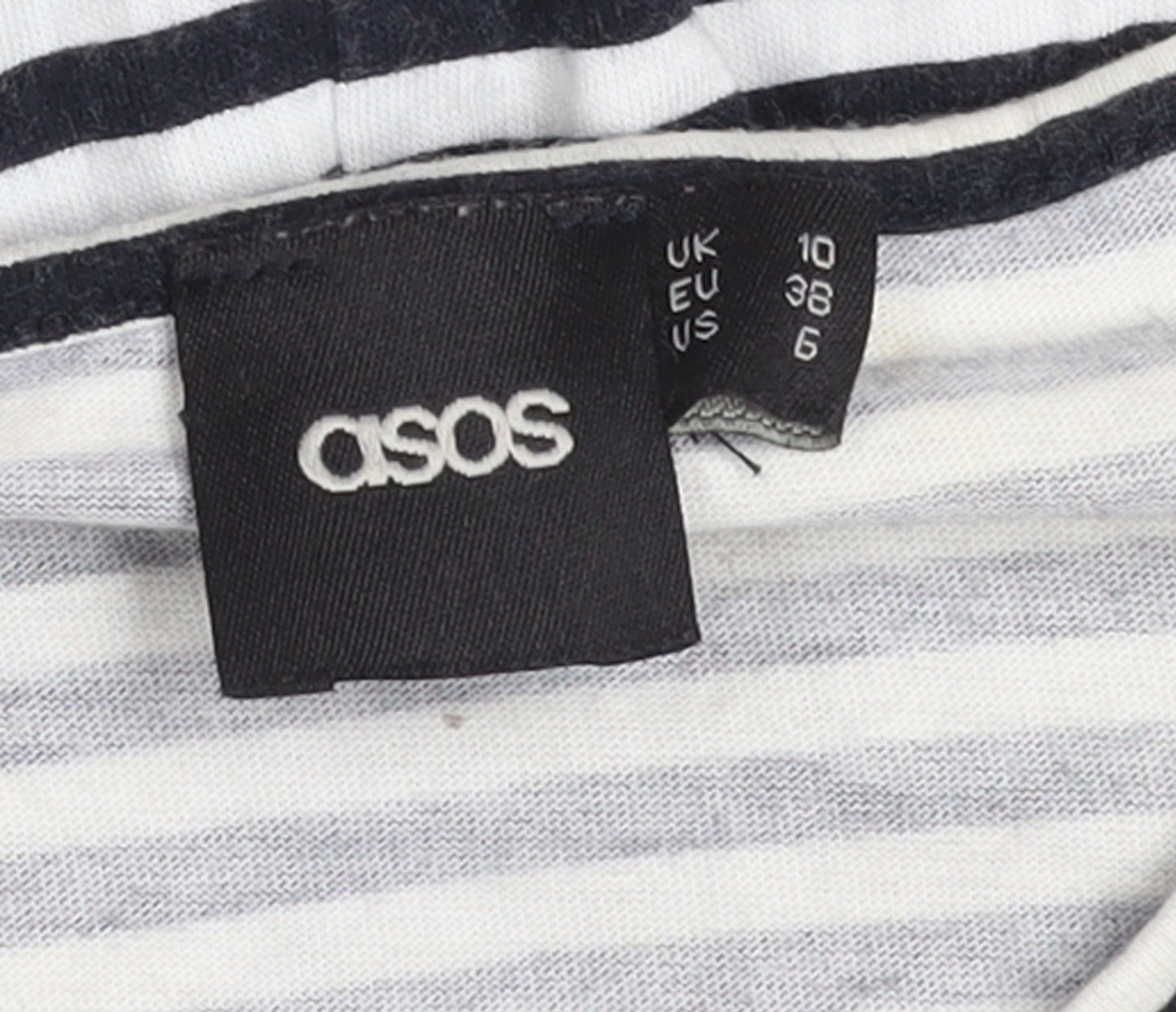 ASOS Women's Black White Striped Drop Waist Jersey Dress Size 10