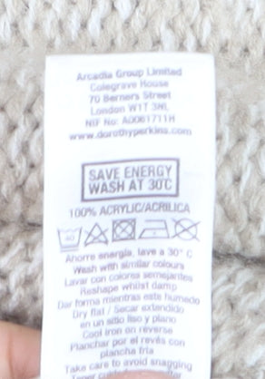 Dorothy Perkins Women Beige Short Sleeve Knit Jumper Size 14