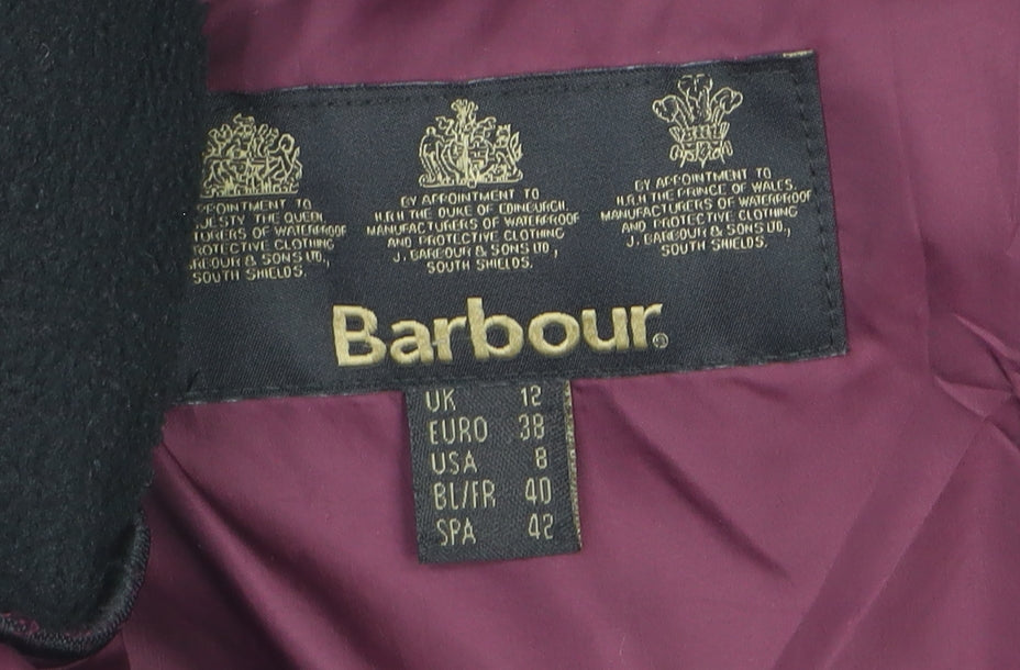 Barbour Womens Purple Quilted Mid-Length Jacket UK 12 Classic Outdoor