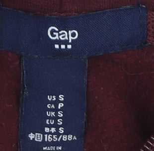 GAP Womens Burgundy Full Zip Hoodie Small Cotton Logo Casual