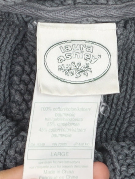 Laura Ashley Women’s Grey Cable-Knit Cotton Jumper L