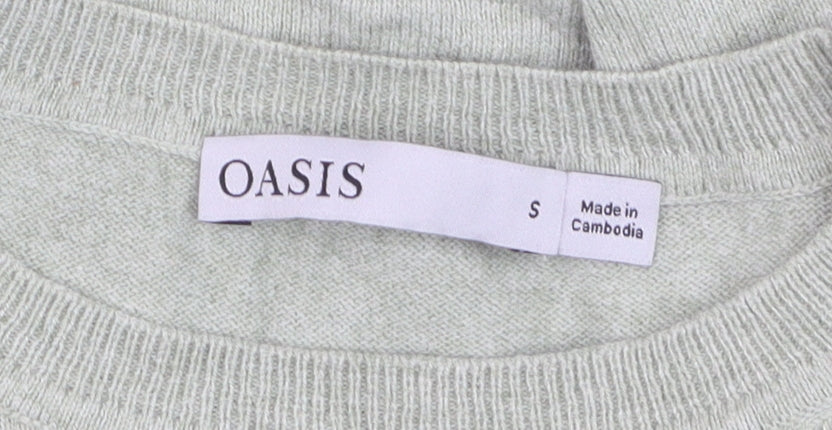 Oasis Women Green Short Sleeve Crew Neck Knit Jumper Size S