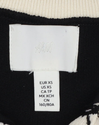 H&M Women's Black Collared Knit Shift Dress XS