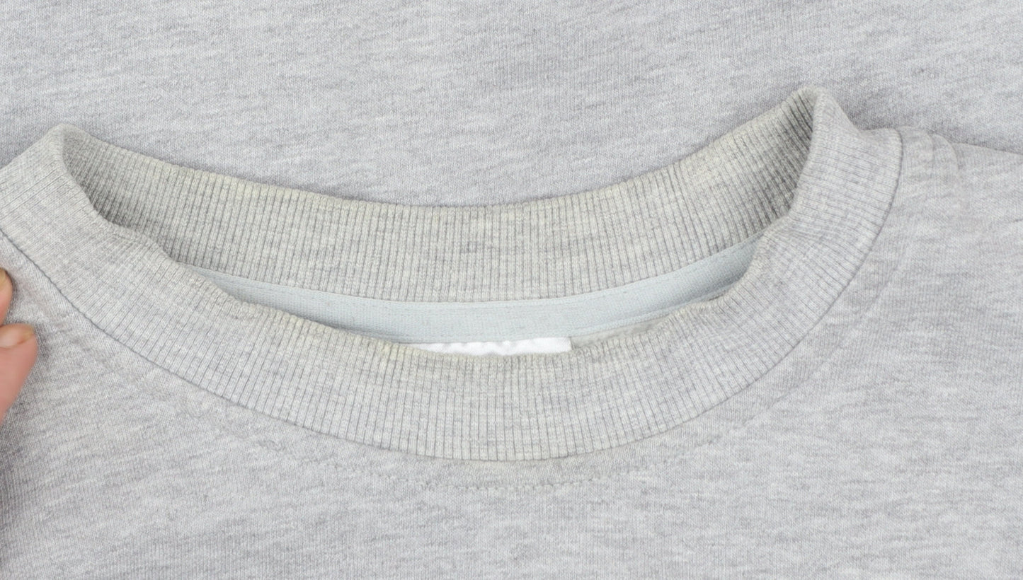 Adidas Men’s Grey Pullover Sweatshirt L Regular Fit Crew Neck