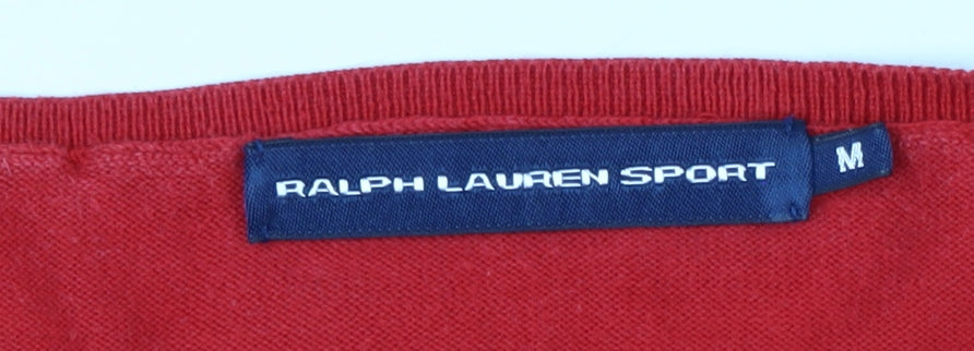 Ralph Lauren Men’s Red Cotton Crew Neck Jumper Size M