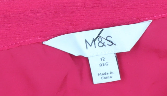 Marks and Spencer Women's Pink Pleated Midi Skirt Size 12