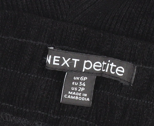 Next Petite Women's Black Corduroy Wide-Leg Trousers UK 6P