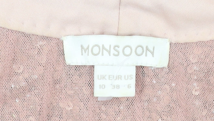 Monsoon Women Pink Sequin Maxi Dress Size 10 Sleeveless Formal