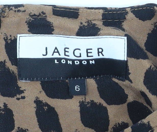 Jaeger Women Brown Animal Print Shift Dress Size 6 Workwear